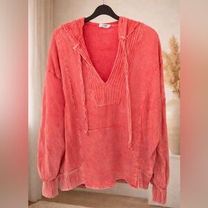 J HER Coral Washed Pink Hoodie Pullover      Size S